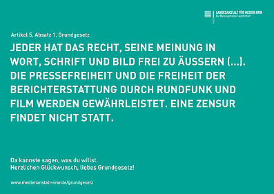 Da kannste sagen, was du willst. Artikel 5, Grundgesetz