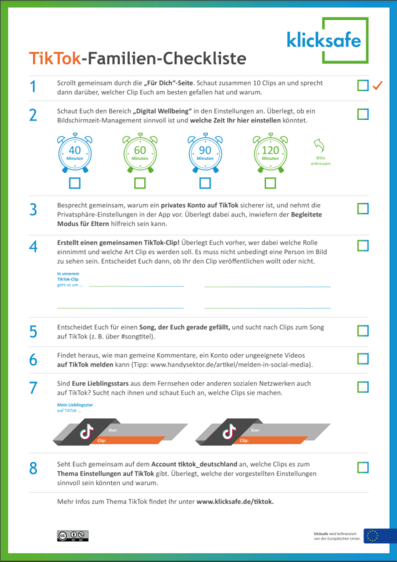 TikTok-Familien-Checkliste