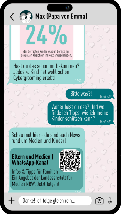 Infokarte Eltern und Medien WhatsApp-Kanal