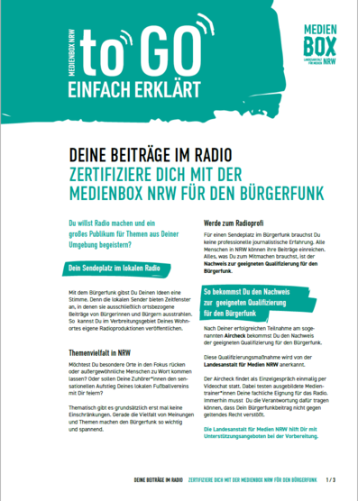 Medienbox NRW to go: Deine Beiträge im Bürgerfunk
