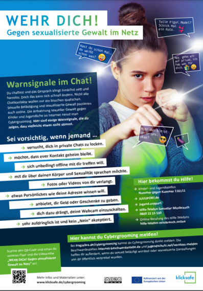 Plakat | WEHR DICH! Gegen sexualisierte Gewalt im Netz – Warnsignale im Chat